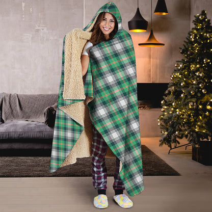 Saint Patrick's Day Tartan Pattern Print Hooded Blanket