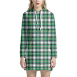 Saint Patrick's Day Tartan Pattern Print Hoodie Dress