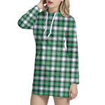 Saint Patrick's Day Tartan Pattern Print Hoodie Dress