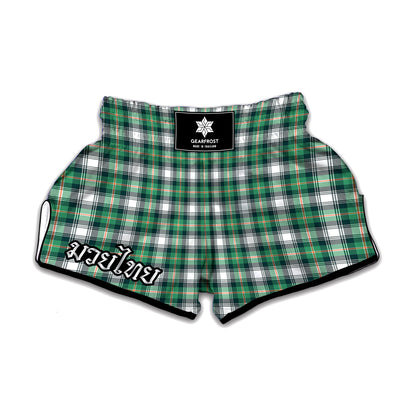 Saint Patrick's Day Tartan Pattern Print Muay Thai Boxing Shorts