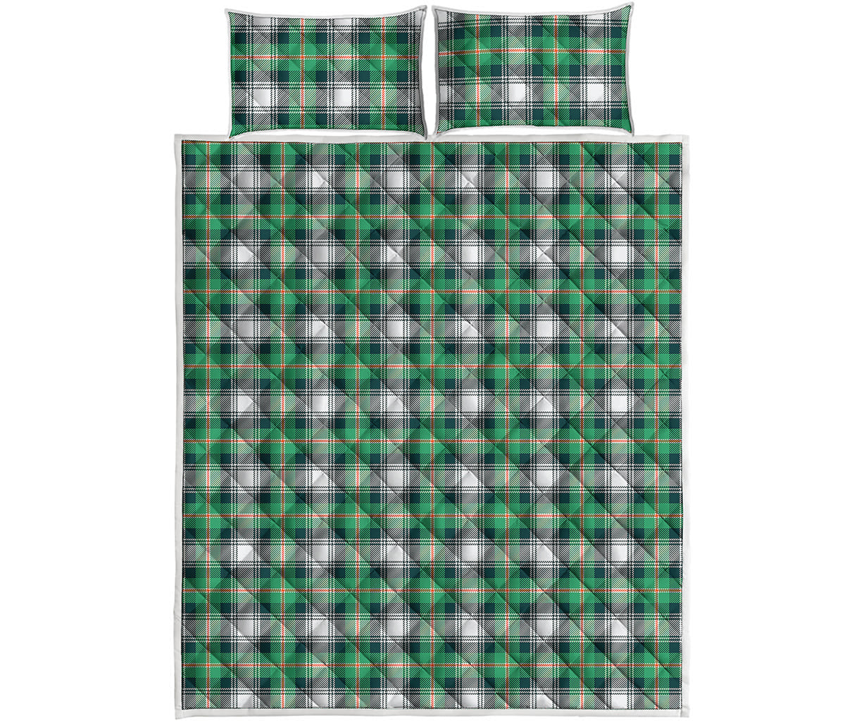 Saint Patrick's Day Tartan Pattern Print Quilt Bed Set