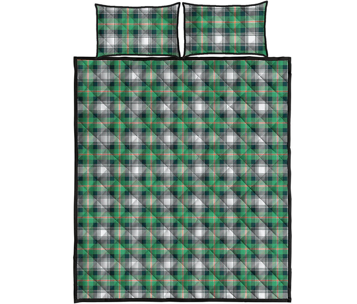 Saint Patrick's Day Tartan Pattern Print Quilt Bed Set