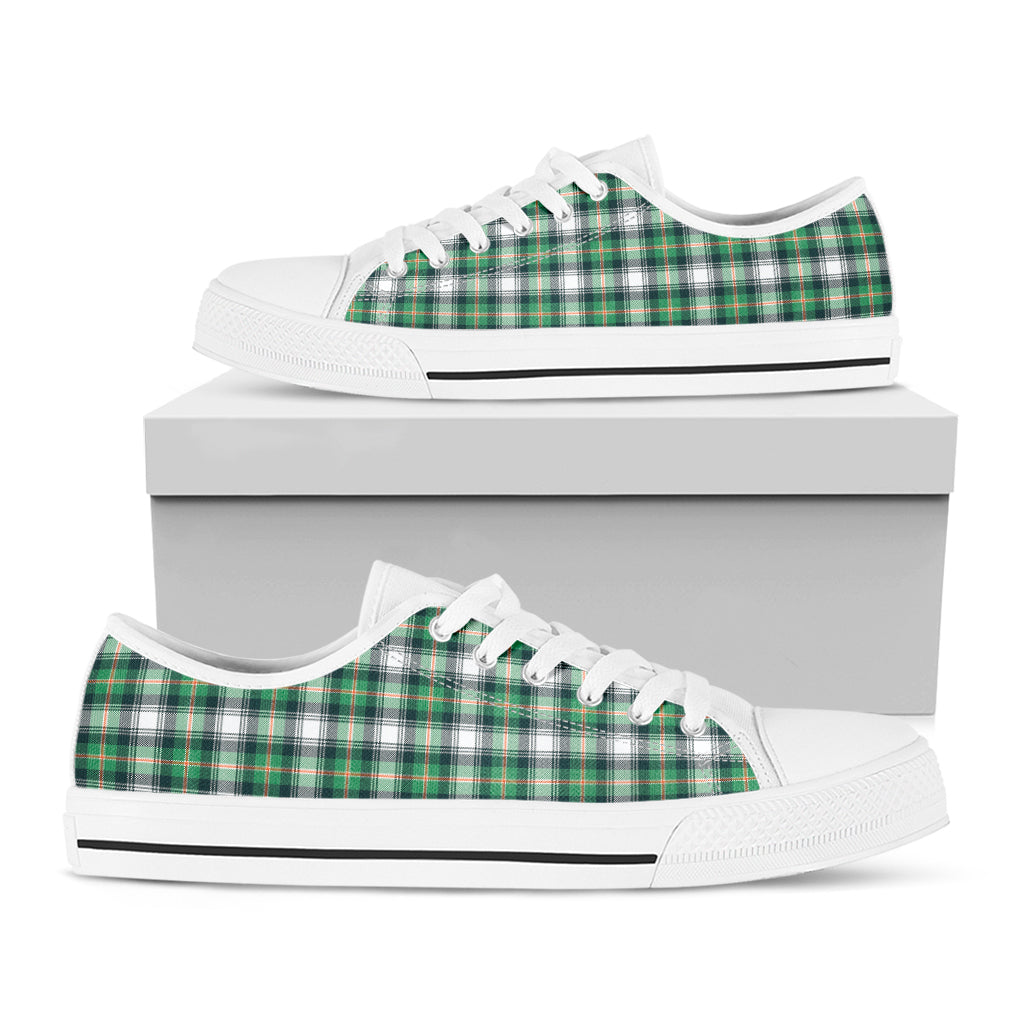 Saint Patrick's Day Tartan Pattern Print White Low Top Shoes