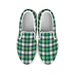 Saint Patrick's Day Tartan Pattern Print White Slip On Shoes
