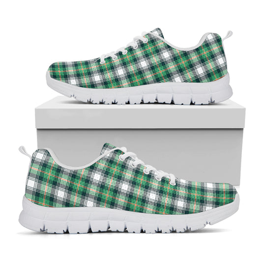 Saint Patrick's Day Tartan Pattern Print White Sneakers
