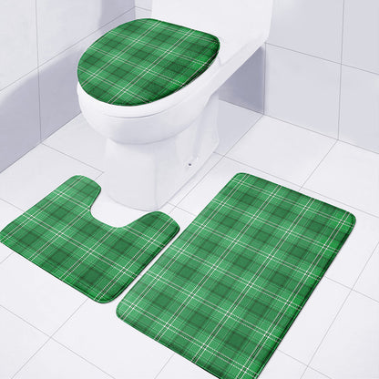 Saint Patrick's Day Tartan Print 3 Piece Bath Mat Set