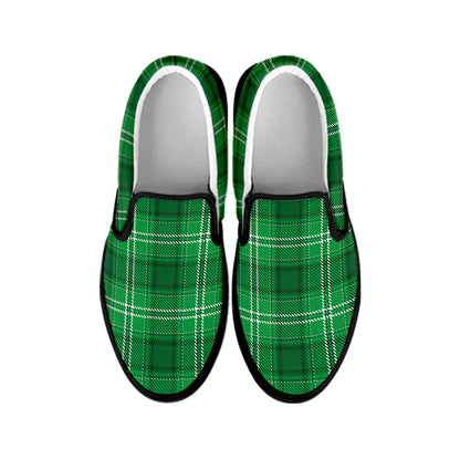 Saint Patrick's Day Tartan Print Black Slip On Shoes