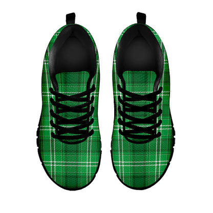 Saint Patrick's Day Tartan Print Black Sneakers
