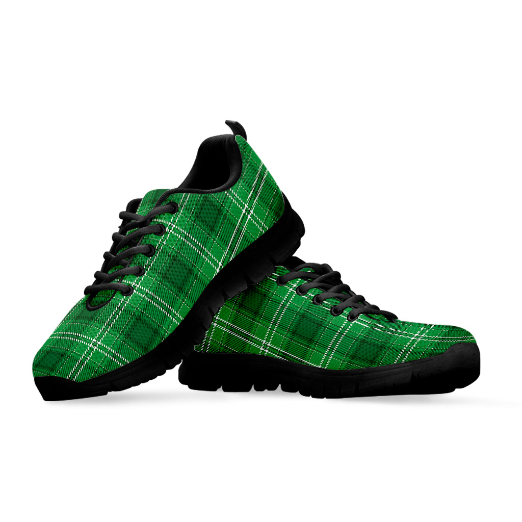 Saint Patrick's Day Tartan Print Black Sneakers