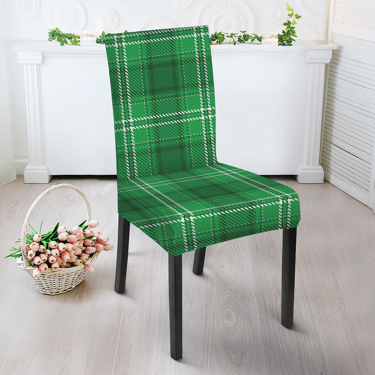 Saint Patrick's Day Tartan Print Dining Chair Slipcover