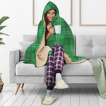 Saint Patrick's Day Tartan Print Hooded Blanket