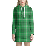 Saint Patrick's Day Tartan Print Hoodie Dress