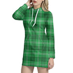 Saint Patrick's Day Tartan Print Hoodie Dress