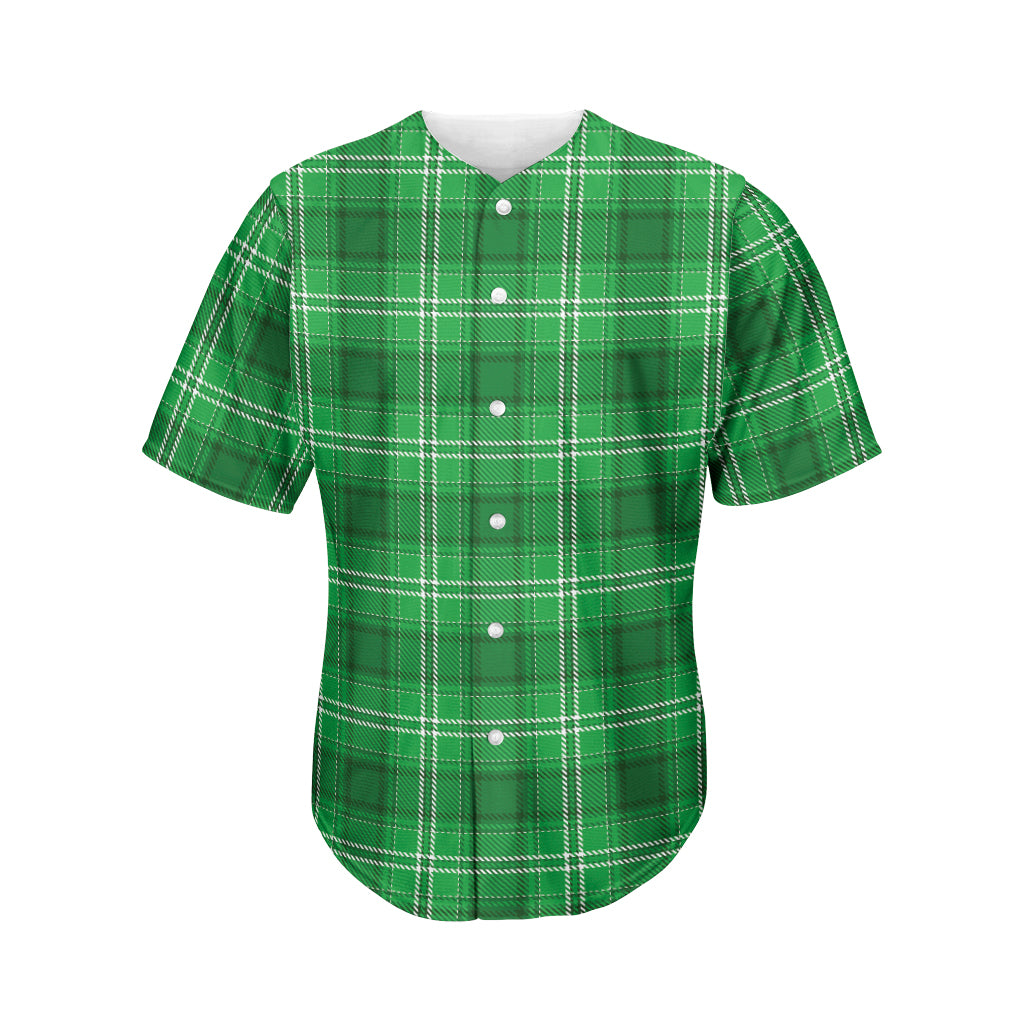 Saint Patrick's Day Tartan Print Men's Baseball Jersey