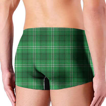 Saint Patrick's Day Tartan Print Men's Boxer Briefs