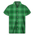 Saint Patrick's Day Tartan Print Men's Short Sleeve Shirt