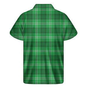 Saint Patrick's Day Tartan Print Men's Short Sleeve Shirt
