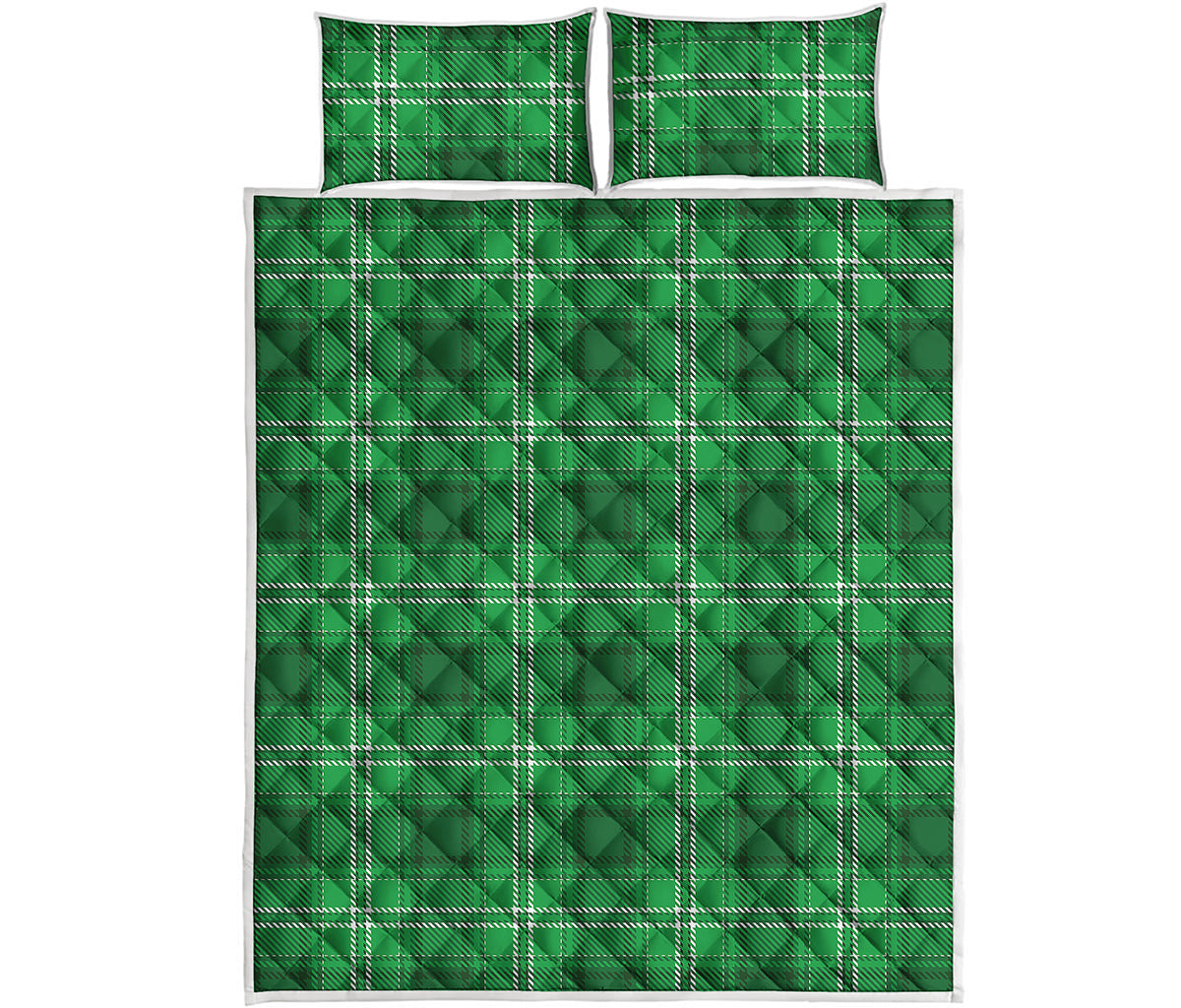Saint Patrick's Day Tartan Print Quilt Bed Set