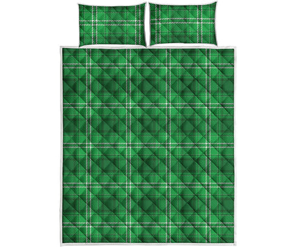 Saint Patrick's Day Tartan Print Quilt Bed Set