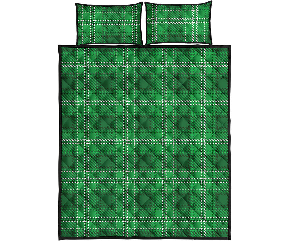 Saint Patrick's Day Tartan Print Quilt Bed Set