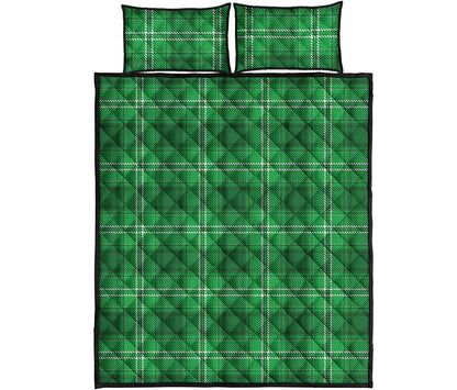 Saint Patrick's Day Tartan Print Quilt Bed Set