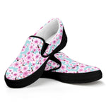 Sakura Cherry Blossom Pattern Print Black Slip On Shoes