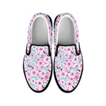 Sakura Cherry Blossom Pattern Print Black Slip On Shoes