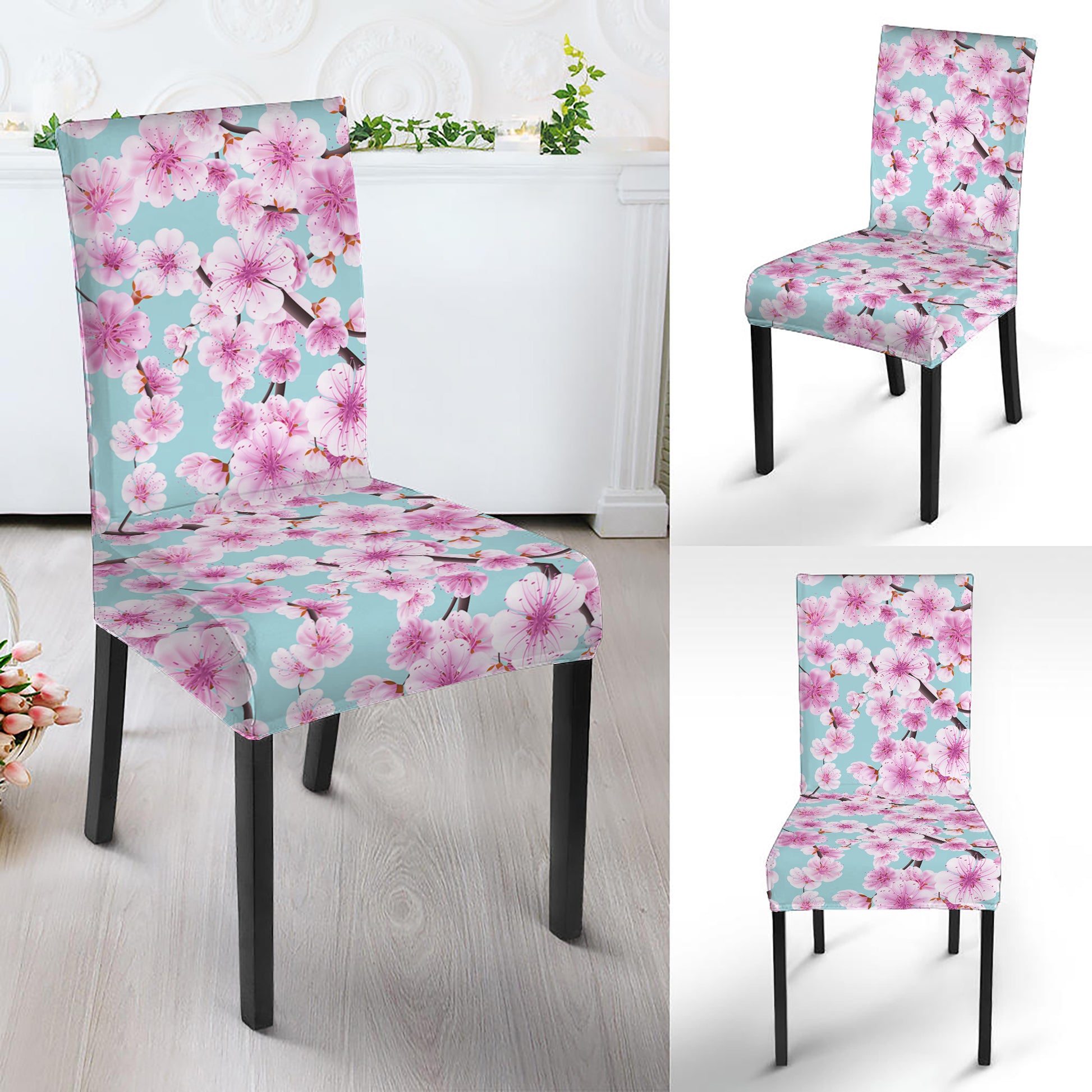 Sakura Cherry Blossom Pattern Print Dining Chair Slipcover