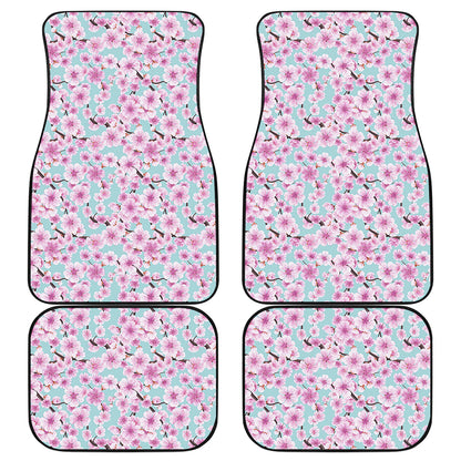 Sakura Cherry Blossom Pattern Print Front and Back Car Floor Mats