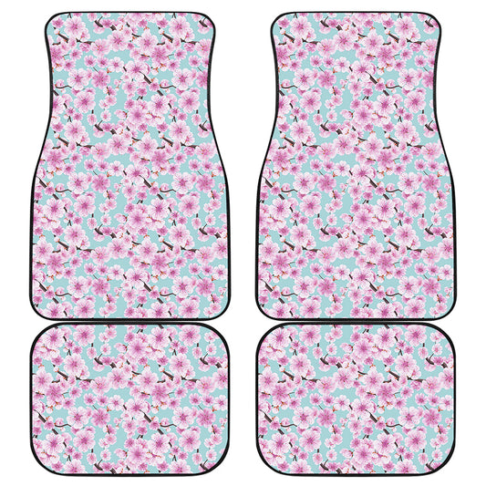 Sakura Cherry Blossom Pattern Print Front and Back Car Floor Mats