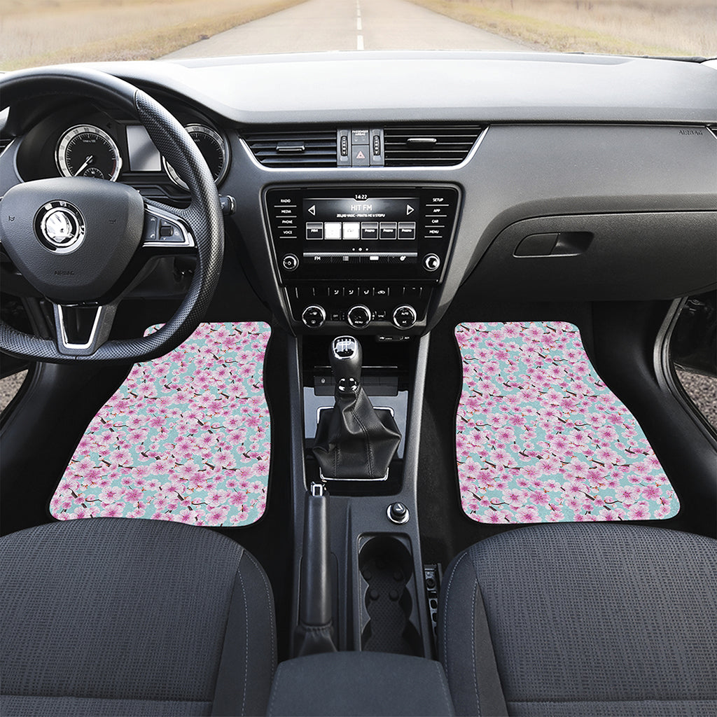 Sakura Cherry Blossom Pattern Print Front and Back Car Floor Mats