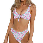 Sakura Cherry Blossom Pattern Print Front Bow Tie Bikini