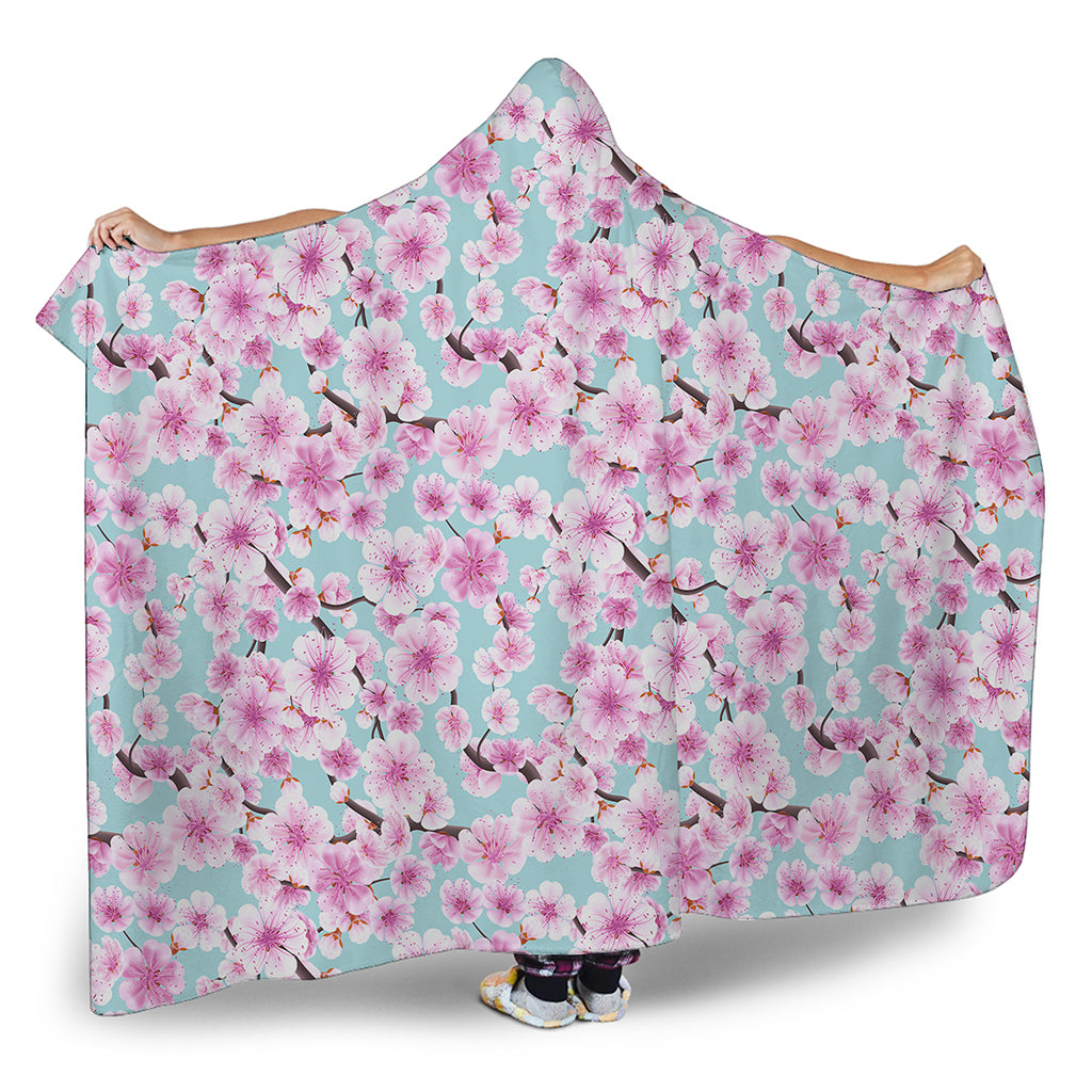 Sakura Cherry Blossom Pattern Print Hooded Blanket