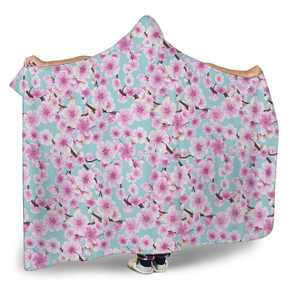 Sakura Cherry Blossom Pattern Print Hooded Blanket
