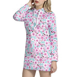 Sakura Cherry Blossom Pattern Print Hoodie Dress