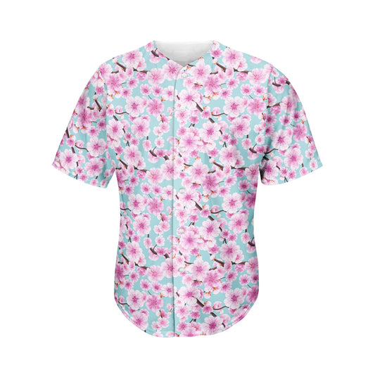 Sakura Cherry Blossom Pattern Print Men's Baseball Jersey
