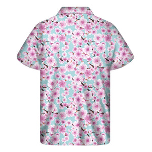 Sakura Cherry Blossom Pattern Print Men's Short Sleeve Shirt