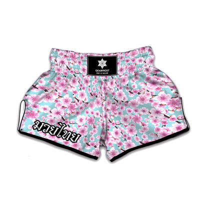 Sakura Cherry Blossom Pattern Print Muay Thai Boxing Shorts