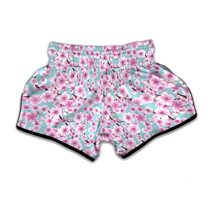 Sakura Cherry Blossom Pattern Print Muay Thai Boxing Shorts