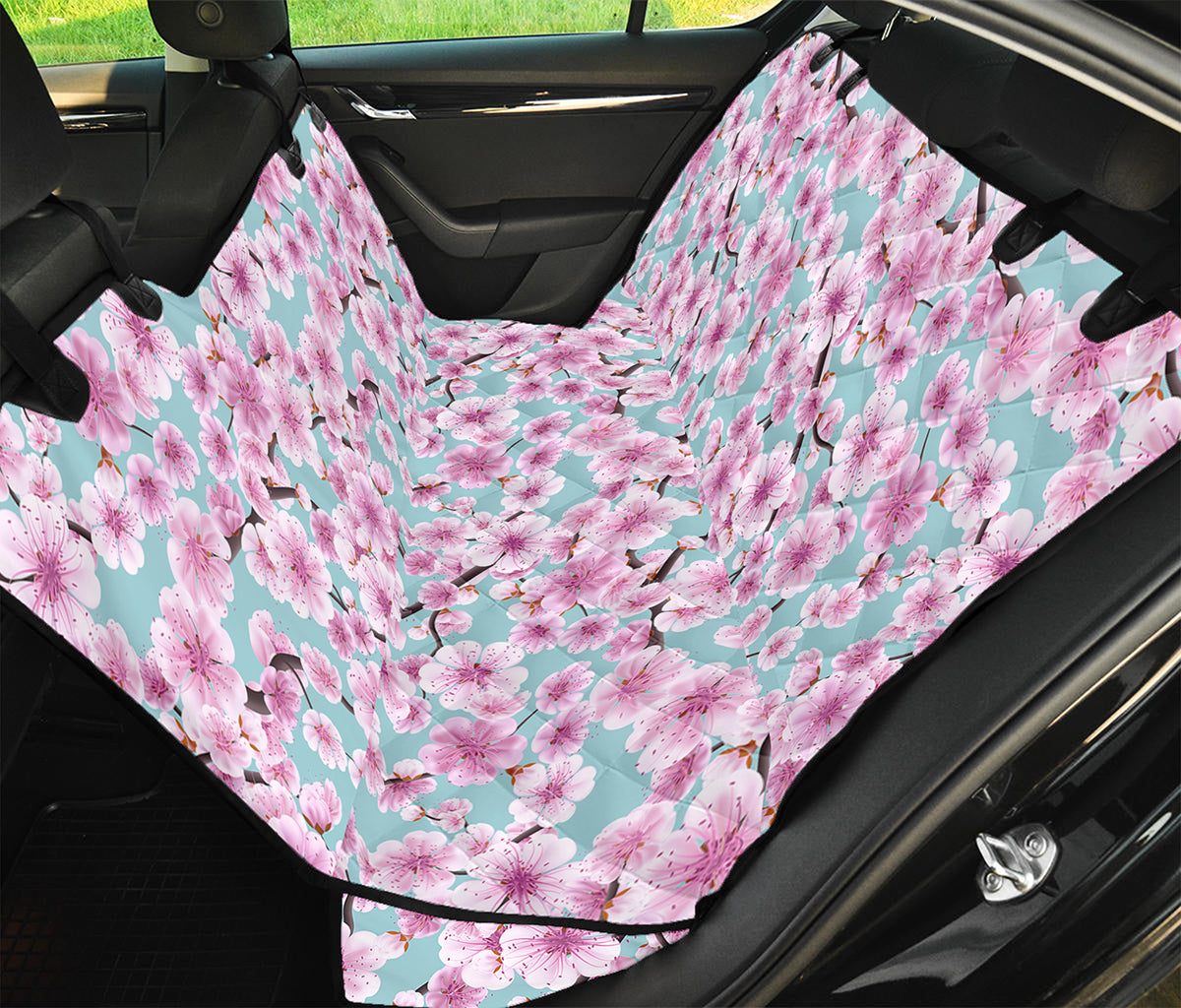 Sakura Cherry Blossom Pattern Print Pet Car Back Seat Cover