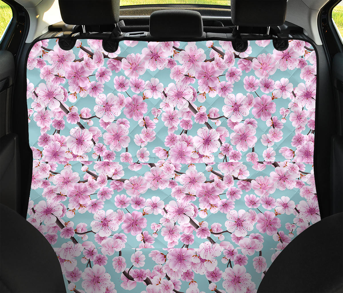 Sakura Cherry Blossom Pattern Print Pet Car Back Seat Cover