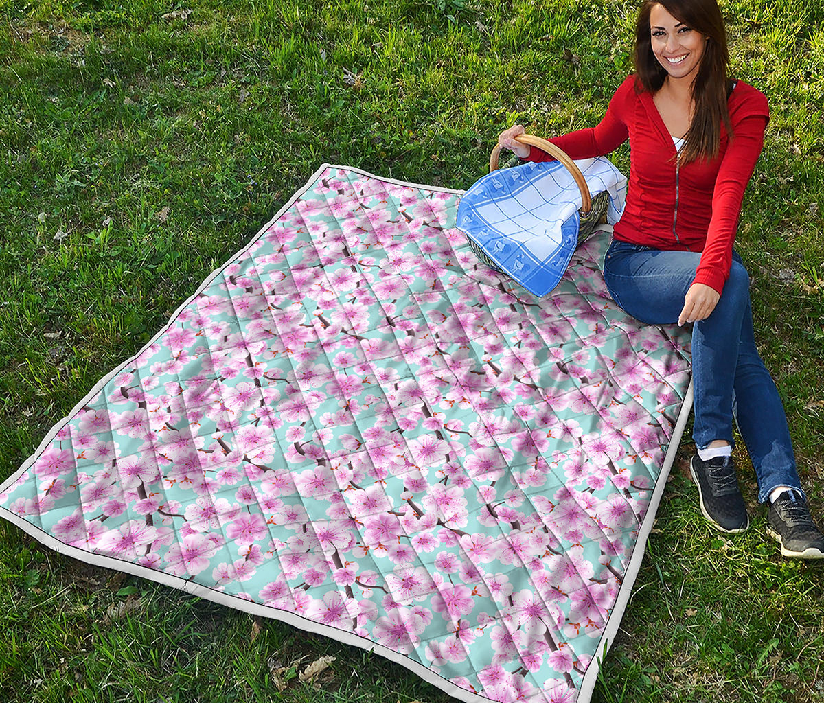Sakura Cherry Blossom Pattern Print Quilt