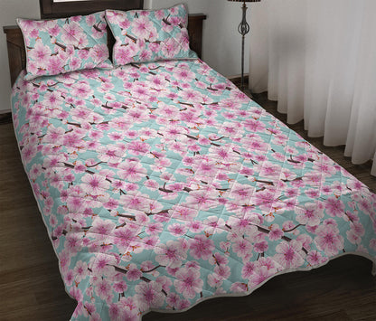 Sakura Cherry Blossom Pattern Print Quilt Bed Set