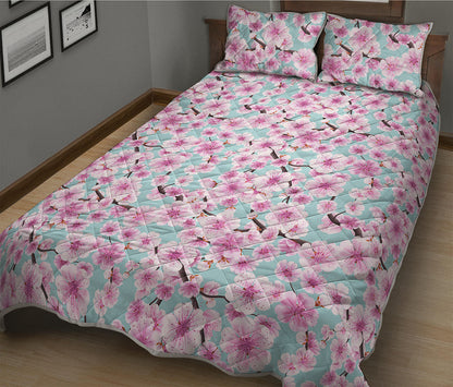 Sakura Cherry Blossom Pattern Print Quilt Bed Set