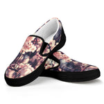 Sakura Cherry Blossom Print Black Slip On Shoes