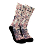 Sakura Cherry Blossom Print Crew Socks