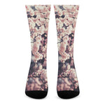 Sakura Cherry Blossom Print Crew Socks