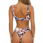 Sakura Cherry Blossom Print Front Bow Tie Bikini