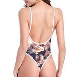Sakura Cherry Blossom Print One Piece High Cut Swimsuit