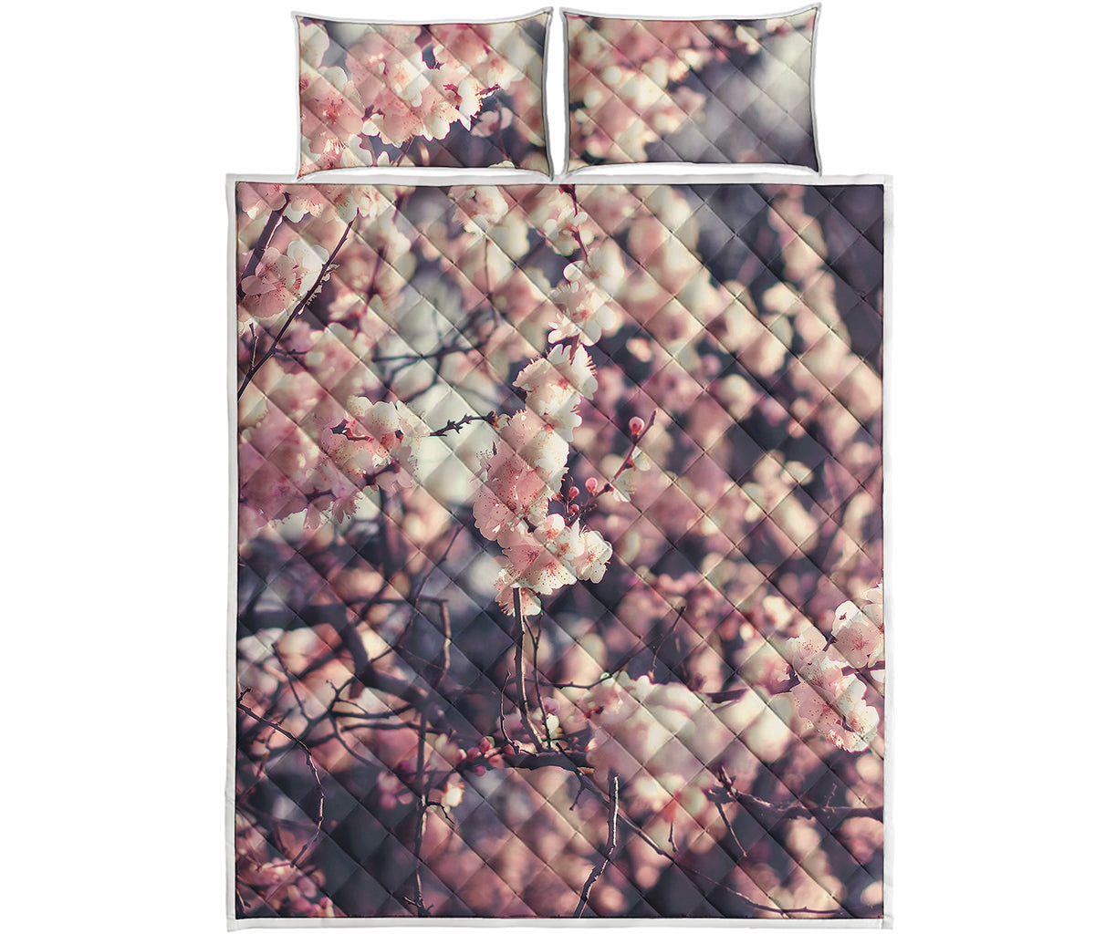 Sakura Cherry Blossom Print Quilt Bed Set